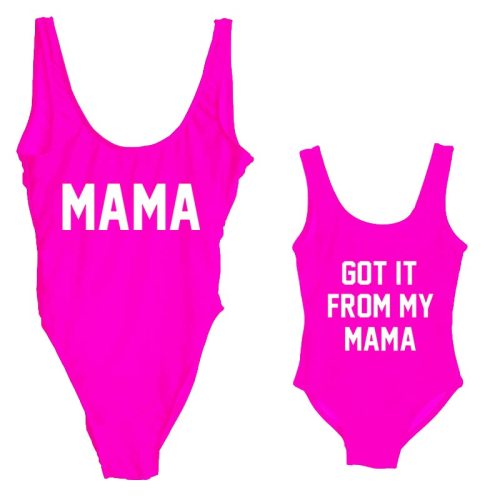 Elightvap Family Matching Mother Child Letter Print Swimsuit Monokini Women Toldder Girl One Piece Bathing Suit Swimwear