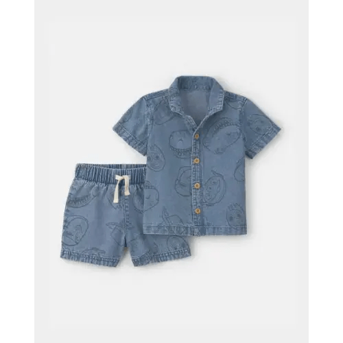 Baby Boy 2-Piece Pixar© Toy Story Chambray Short-Sleeve Top & Short Set - Medium Wash | Carter's