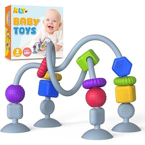 High Chair Sensory Toys for Baby: Textured Silicone Teething Toy for Toddler - Suction Toys for Montessori Education Infants 6–24+ Months