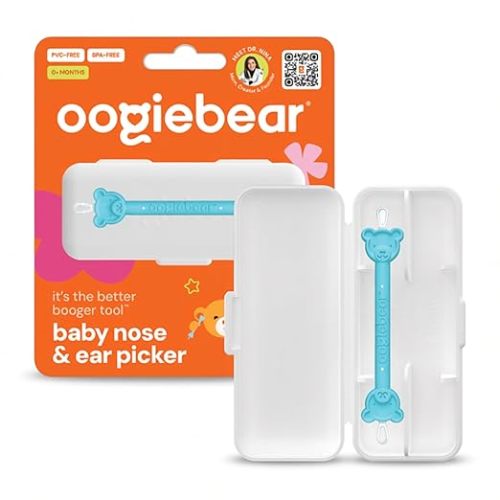 oogiebear Baby Nose Cleaner & Ear Wax Removal Tool - Safe Booger & Earwax Removal for Newborns, Infants, Toddlers - Dual-Ended - Essential Baby Stuff