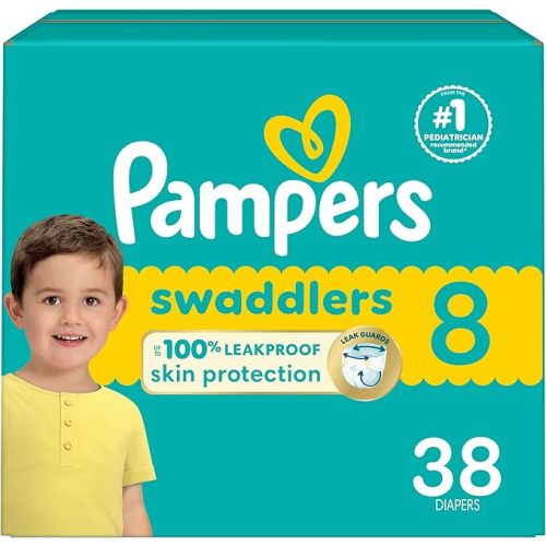 Pampers Baby Diapers - Swaddlers - Size 8, 38 Count, Ultra Absorbent Disposable Infant Diaper