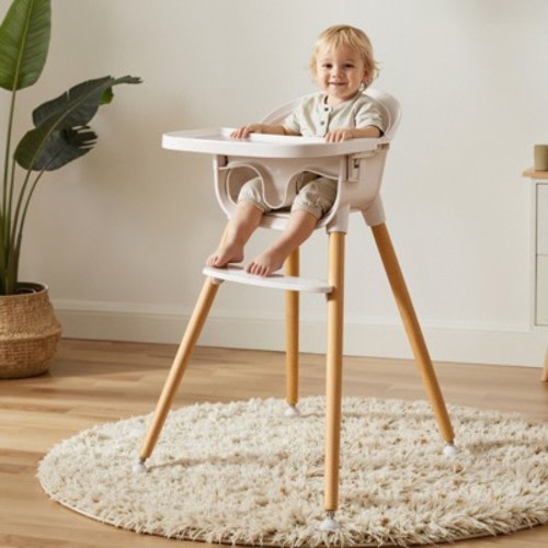 AmourLil 3-in-1 Wooden Baby Toddler High Chair, Convertible Easy Clean Infant Feeding Highchair, Modern Design