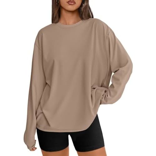 Trendy Queen Womens Oversized Long Sleeve T Shirts 2026 Basic Crewneck Tee Fall Tops Casual Workout Y2K Clothes