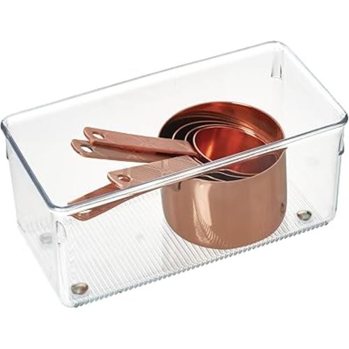 iDesign Plastic Drawer Organizer for Kitchen, Bathroom, and Desk Drawers, Set of 2, Clear