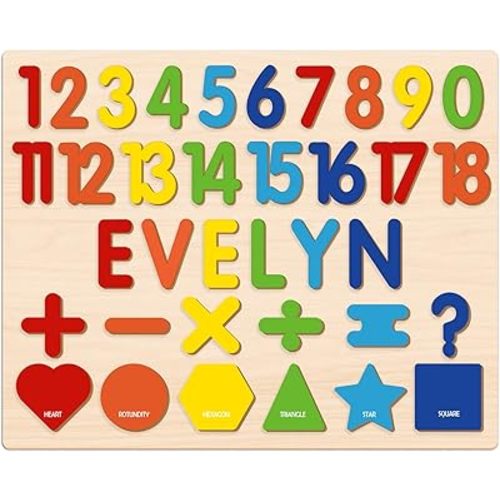 Personalized Name Puzzles, Montessori Toys, Shape Number Puzzles for Toddlers, Educational Toys, Customized Easter for 1st Birthday Girls and Boys