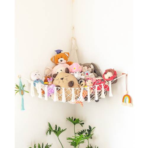 Macrame Toy Hammock, Stuffed Animal Storage, Squishmallow Holder, Kids Room Storage, Boho Toy Storage, Stuffed Animal Hammock H20