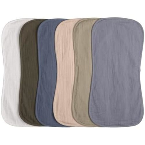 Muslin Burp Cloths 20" x 10",100% Cotton Pack of 6r, Extra Soft and Absorbent,Suitable for both boys and girls