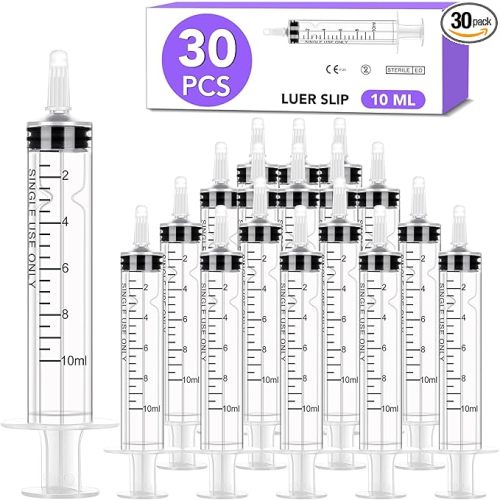 50 PCS 5ml Syringe with Cap for Liquid, Oral Syringe without Needle for Medicine Dropper, Colostrum Collect, Feeding Pets, Liquid Measuring, Individually Sealed, Luer Slip
