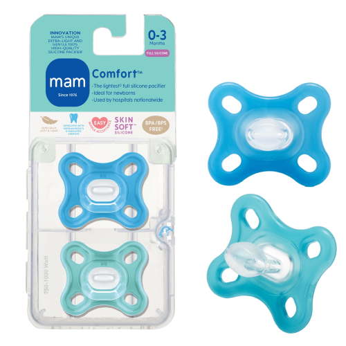 MAM Pacifiers Baby Pacifier 0-4 Months Lightweight Silicone Orthodontic Symmetrical Design