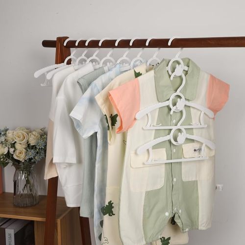 50 Pack Baby Hangers 11"-14" Adjustable Kids Hangers White