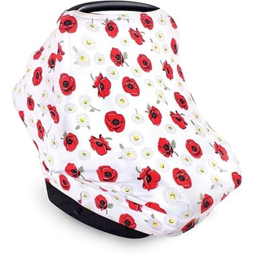 Hudson Baby Unisex Baby Multi-use Car Seat Canopy, Poppy Daisy, One Size