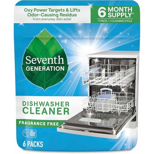 Seventh Generation Dishwasher Cleaning Packs 6 Count Free & Clear Removes odor-causing residue Powered by oxy power