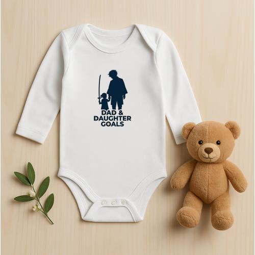 Infant Long Sleeve Bodysuit Dad Daughter Goals Minimalist Silhouette Anime Dad Baby Gift Warrior Daughter Outfit Family Bond Apparel Soft