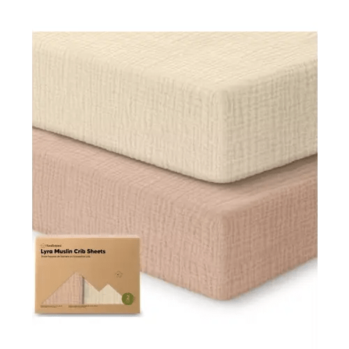 Lyra Muslin Crib Sheets, Almond (2 pack)