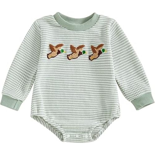 VISGOGO Unisex Baby Boy Girl Romper Waffle Newborn Infant Onesie Clothes Long Sleeve Bubble Oversized Romper Bodysuit Top