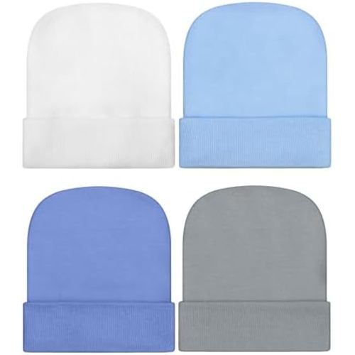 Geyoga Newborn Girl Boy Hat Newborn Beanie Stripes Hat Toddler Soft Caps Infant Cotton Knit Caps for Baby 0-6 Months