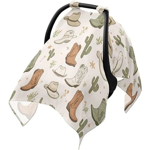 Western Cowboy Boots Cute Car Seat Cover Baby Breathable Soft Infant Carseat Covers Canopies Babies Carrier Covers for Girl Boy