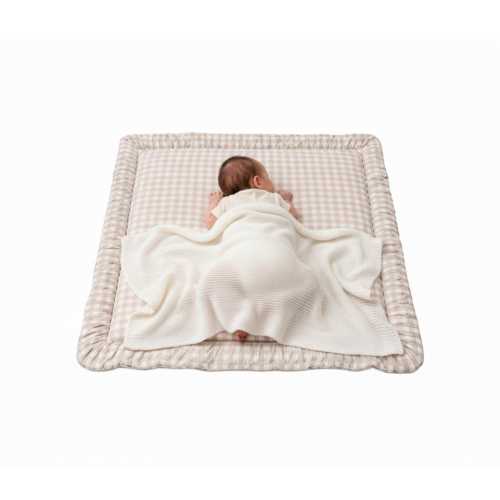 Beige Gingham Soft Padded Baby Playmat Floor Mat Tummy Time Play Space Newborn Toddler