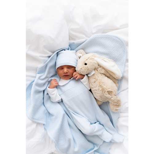 Luxury Newborn Gift Set, 100% Peruvian Pima Cotton Footie, Blanket & Hat, Baby Shower Gift, Baby Boy Coming Home Outfit