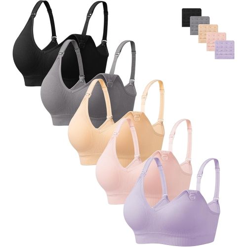 HBselect Nursing Bras for Breastfeeding Women Maternity Bras Seamless Wireless Pregnancy Sleep Bra with Bra Extenders