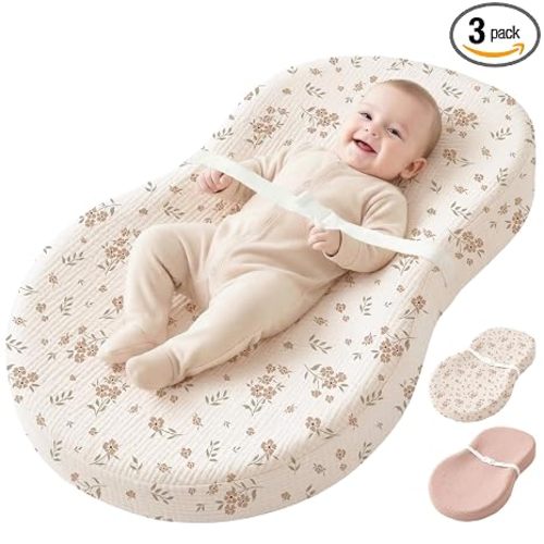 Konssy Muslin Changing Pad with Waterproof Lining Foam, Includes 2 Pack Soft & Cotton Cover, Baby Diaper Changing Pad for Dresser or Table, 32x18 inches (Blossom,Pink)