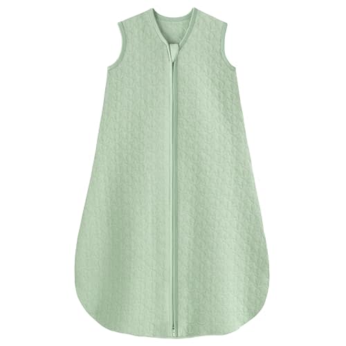 Unnivoll Baby Sleep Sack 6-12 Months 1.0 Tog Baby Wearable Blanket Cotton Sleeping Sack Quilted Baby Sleep Bag with 2-Way Zipper for Infant Newborn Green