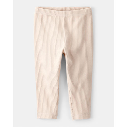 Baby Girl Cotton Ribbed Stretch Leggings - Cream - Carter's | Carter's