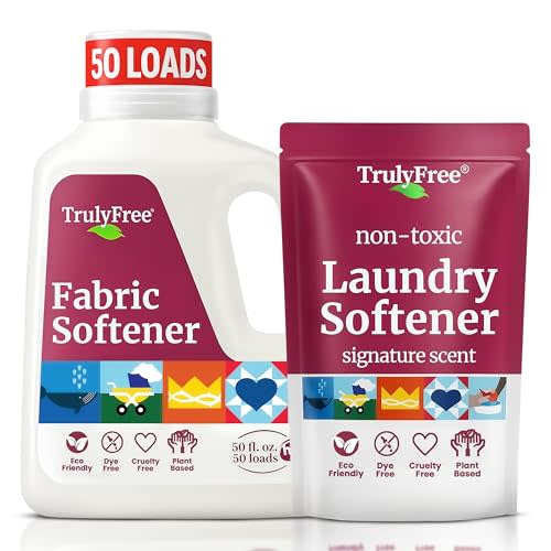 Truly Free Natural Fabric Softener | Non-Toxic for Babies & Kids Sensitive Skin | Plant-Based Laundry Softening Conditioner | Safe, Gentle & Chemical-Free | Signature Scent | 1 Empty Jug + 1 Fill Pack