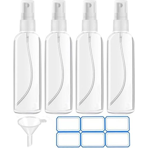 4 Pack 4 Oz (120ml) Small Spray Bottles - Fine Mist, Refillable, Reusable
