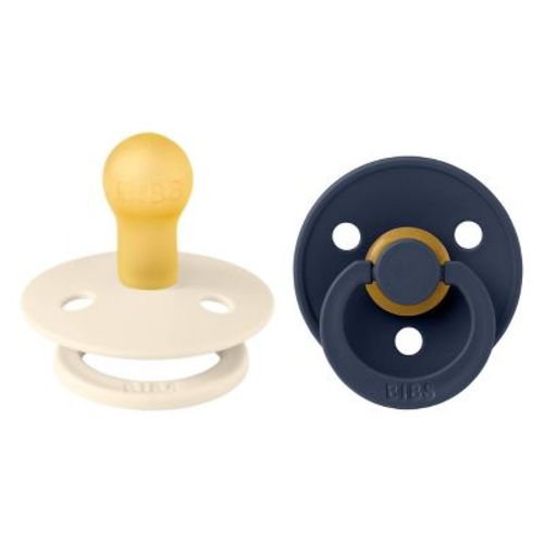 Bibs Colour Latex Pacifiers - 2pk - Size 1 (0-6m) - Ivory/Deep Space
