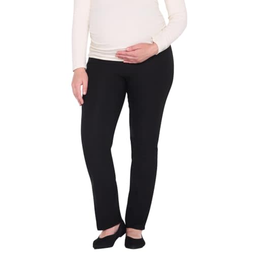 Motherhood Maternity Women's Super Stretch Secret Fit Over the Belly Ankle Straight Leg Pregnancy Dress Pants for Work