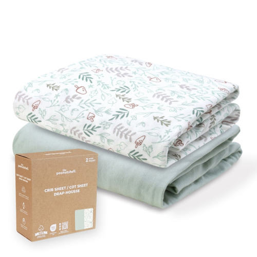 Woodland Botanical, Solid Sage Organic Cotton Crib Sheets for Baby Boy