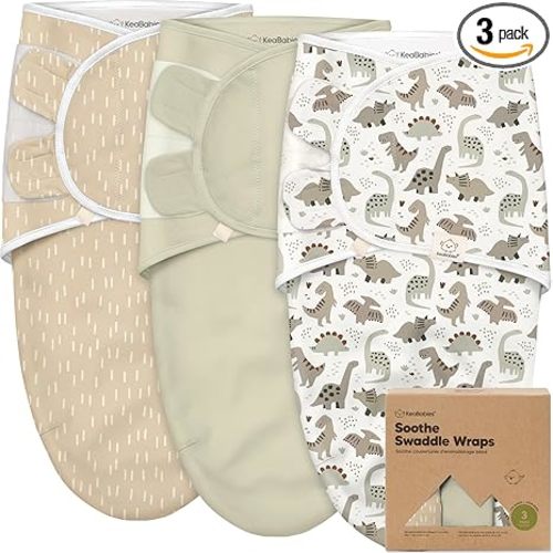 3-Pack Organic Baby Swaddle Sleep Sacks - Swaddles for Newborns, Infant 0-3 Months, Baby Girls, Boys, Soft & Snug Newborn Sleep Sack, Nursery Swaddling Blankets (Dino Ridge, OS)