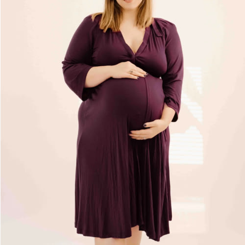 Lila Labor & Postpartum Gown in Plum