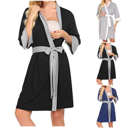 Bovxnpu Women's Maternity Nursing Robe, Women Pregnancy Breastfeeding Bathrobes Labor Delivery Nightgowns Pregnancy Clothes