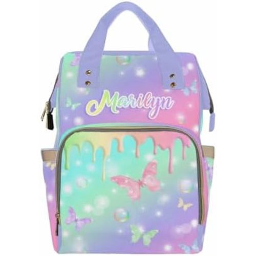 Customize Diaper Bag Baby Bag For Mom Nursing Bags Customized Name Gift Tote Bags Backpacks Personalized Name Customized Name Gift, Colorful Butterfly
