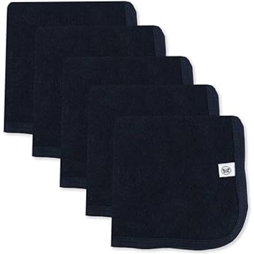 HonestBaby Unisex Baby Organic Cotton Washcloth Multi-Pack Winter Accessory Set, 5-Pack Navy, One Size