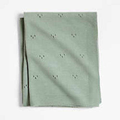 Pointelle Knit Mist Blue Baby Stroller Blanket
