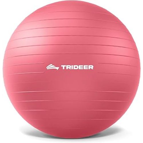 Trideer Exercise Ball for Yoga, Pilates & Fitness – Stability Ball Equipment for Home Gym & Office Chair, Core & Balance Training Accessories, Physical Therapy Equipment, Quick Pump Included, 5 Sizes