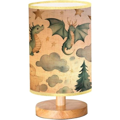 AURFIAIUOP Bedside Desk Lamps, Minimalist Dragon Baby Animals Watercolor Nightstand Lamps, Small Table Lamp for Nursery Girls Kids Bedroom Classroom Living Room Dorm Decor