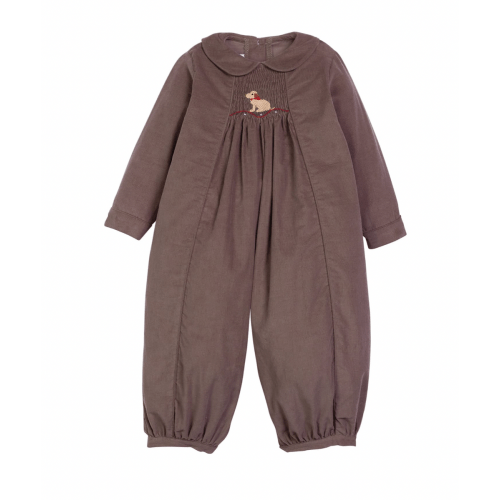 Chest Smocked Romper Seated Lab Puppy – Knit.