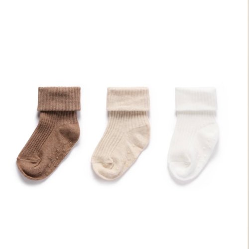 Brown 3 Pack Rib Socks - Baby Accessories - Purebaby - Purebaby