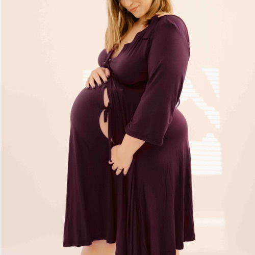 Lila Labor & Postpartum Gown in Plum