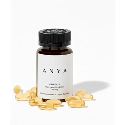 ANYA Omega 3 with 300mg DHA and EPA, Clean Ingredients, Non-GMO, 100% Vegan, Gluten, Soy, and Dairy Free. Supplement for Women, Prenatal Postnatal Vitamin for Breastfeeding and Lactation Support