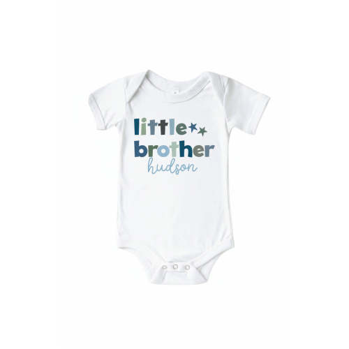Personalized Little Sibling Graphic Bodysuit | White