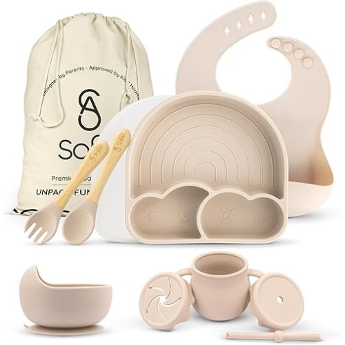 BPA-Free | Non-Toxic Silicone | Baby Feeding Set – Suction Plate, Bowl, Bib & Cup
