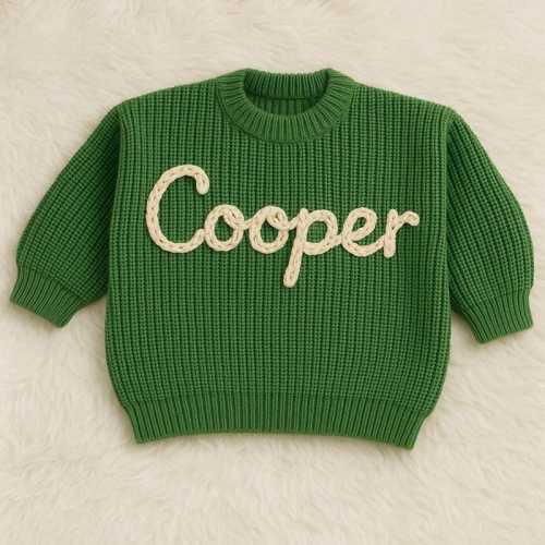 Hand Embroidered Sweaters – Custom Knit Toddler Sweater, Baby Jumper, Personalized Gift for Baby Boy or Girl Baby Shower or Nursery Decor