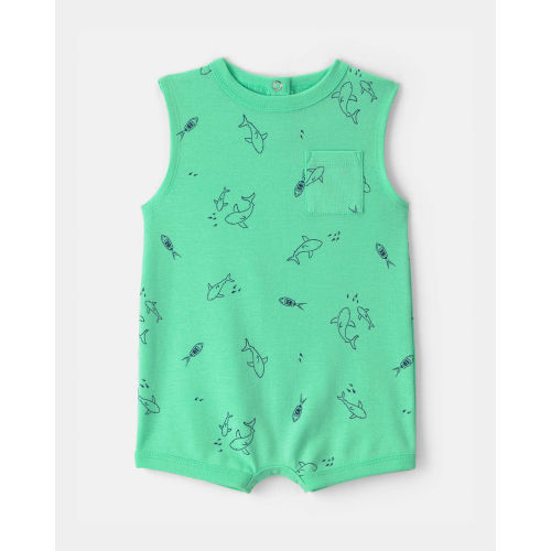 Baby Boy Shark Sleeveless Romper - Green | Carter's