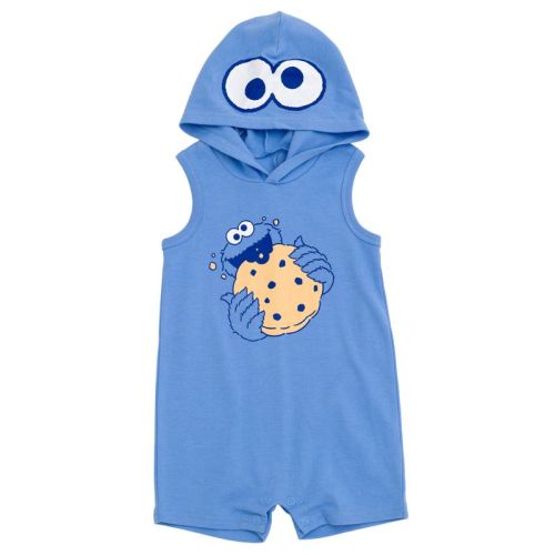 Sesame Street Cookie Monster Newborn Baby Boys Hooded Cosplay Sleeveless Romper Blue 6-9 Months