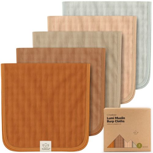 5pk Lumi Muslin Burp Cloths for Baby Boys, Girls, Organic Baby Burp Cloths, Burping Cloths for Babies (Spice)